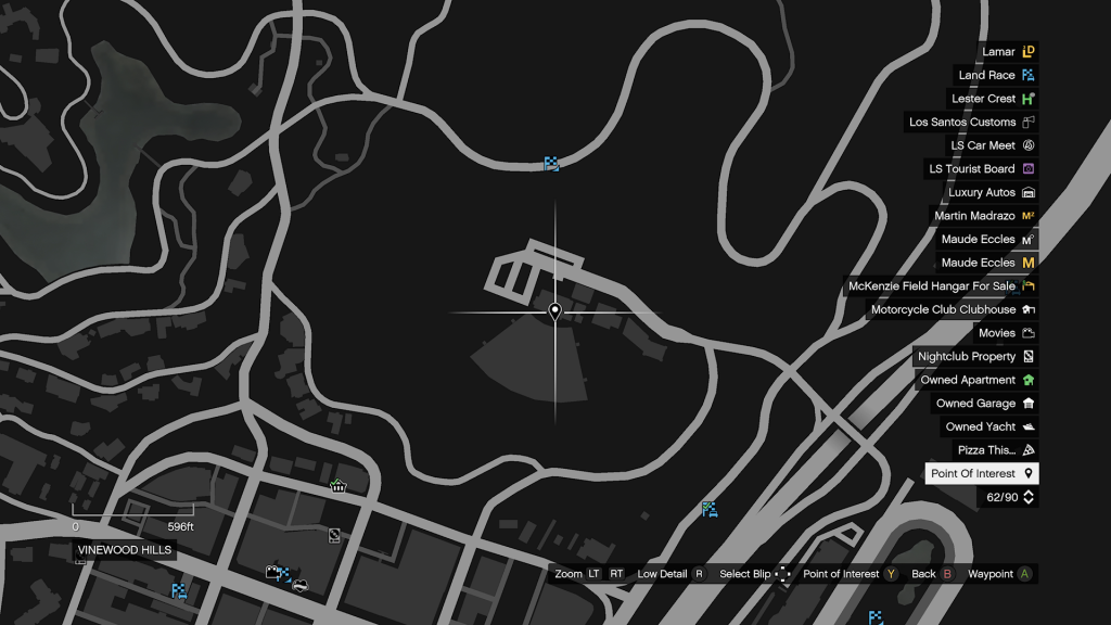 GTA V map of the Vinewood Bowl